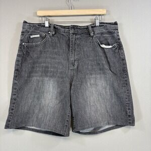 Vintage Ecko Unltd Baggy Y2K Black Denim Shorts Men's Size 36 Distressed Regular